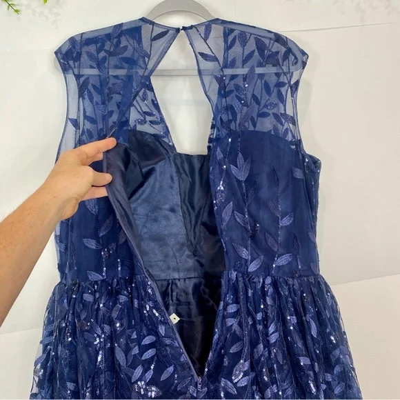 Jovani JVN Womens Dress 22 Formal Blue Sequin Sparkly Tutu tulle Mini Gown - Picture 5 of 14